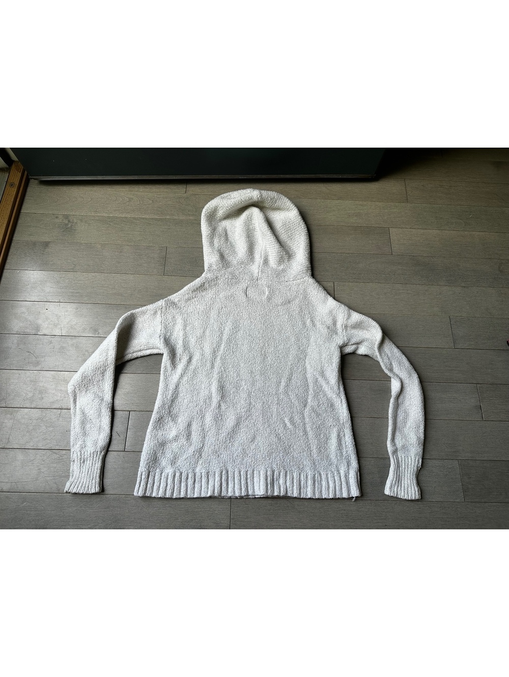 Girls justice Cream Cable Knit Hooded Sweater with Thumb Holes casual size 10 - Picture 5 of 7